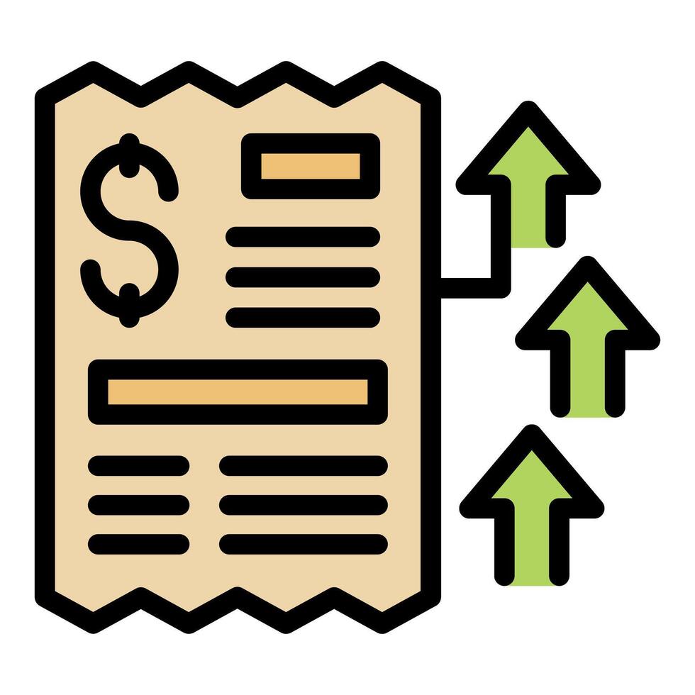 Invoice showing increasing cost of living with upward arrows vector