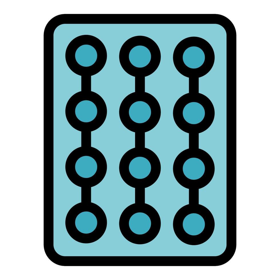 Blue pills blister pack icon showing round tablets vector
