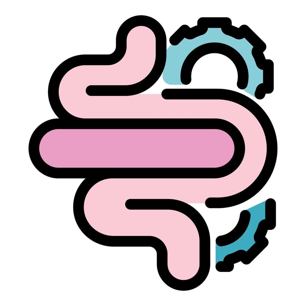 Human intestines working with cogwheels icon vector illustration