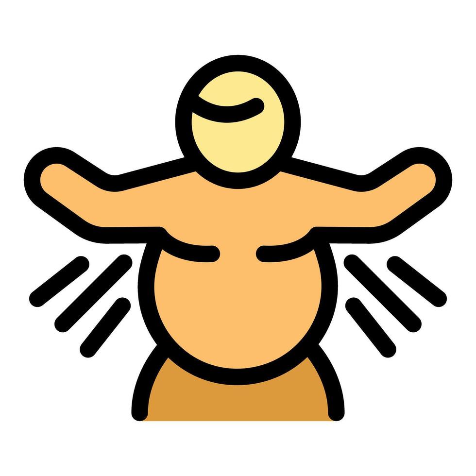 Overweight man spreading arms and showing his big belly with stretch marks vector