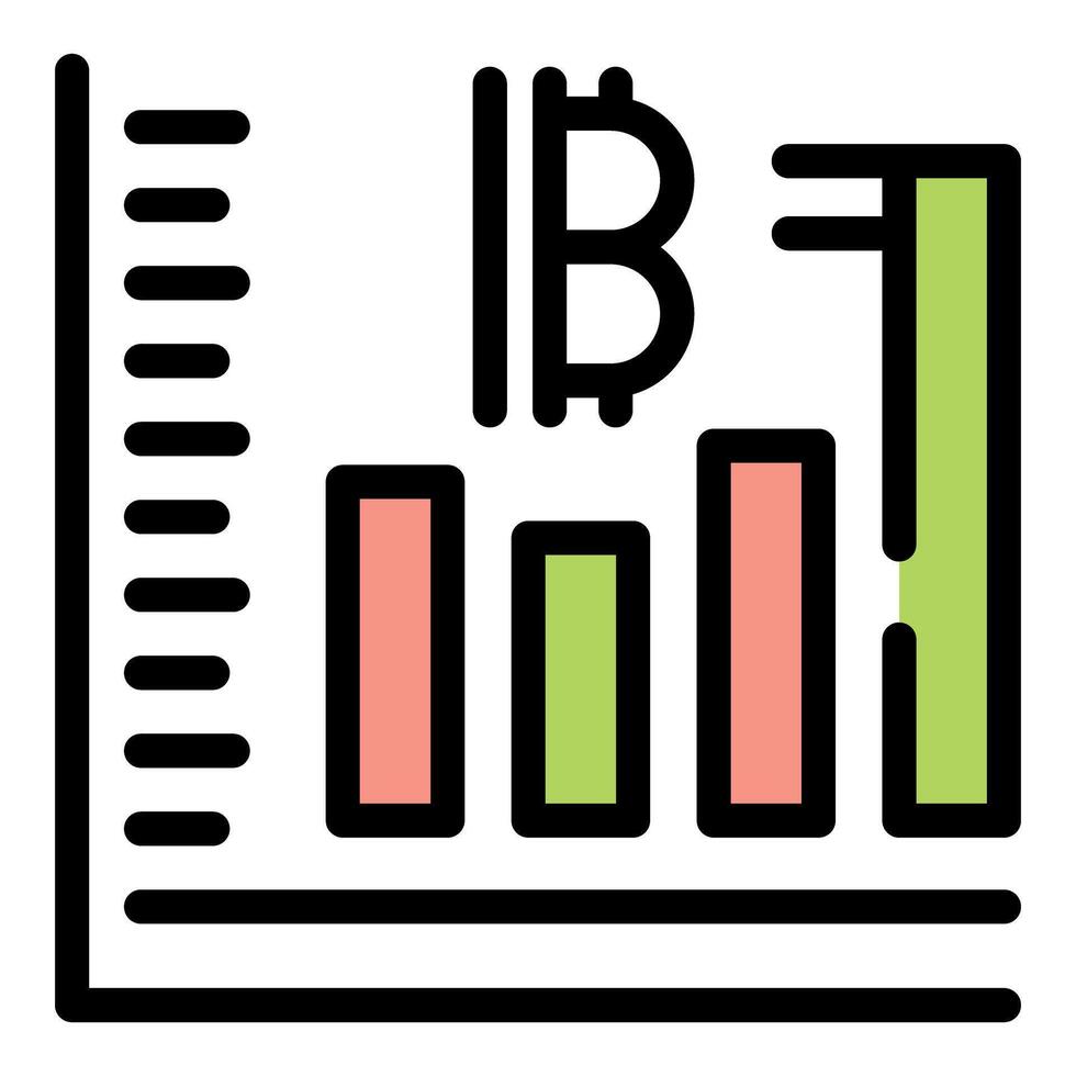 Bitcoin cryptocurrency value increasing shown on bar chart vector