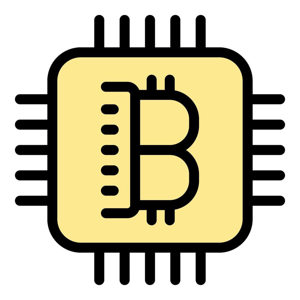 bitcoin minería Procesando criptomoneda en un pastilla icono vector