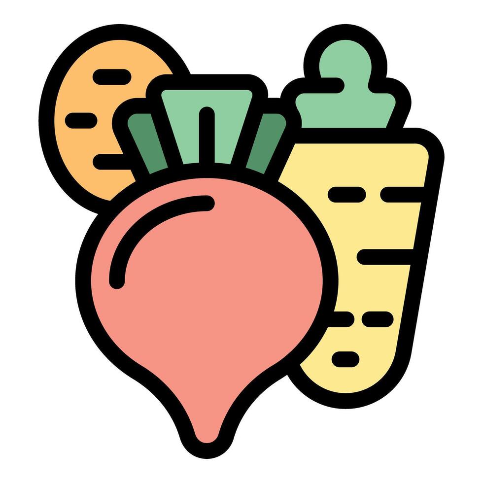Fresh vegetables including beetroot, carrot and potato icon vector