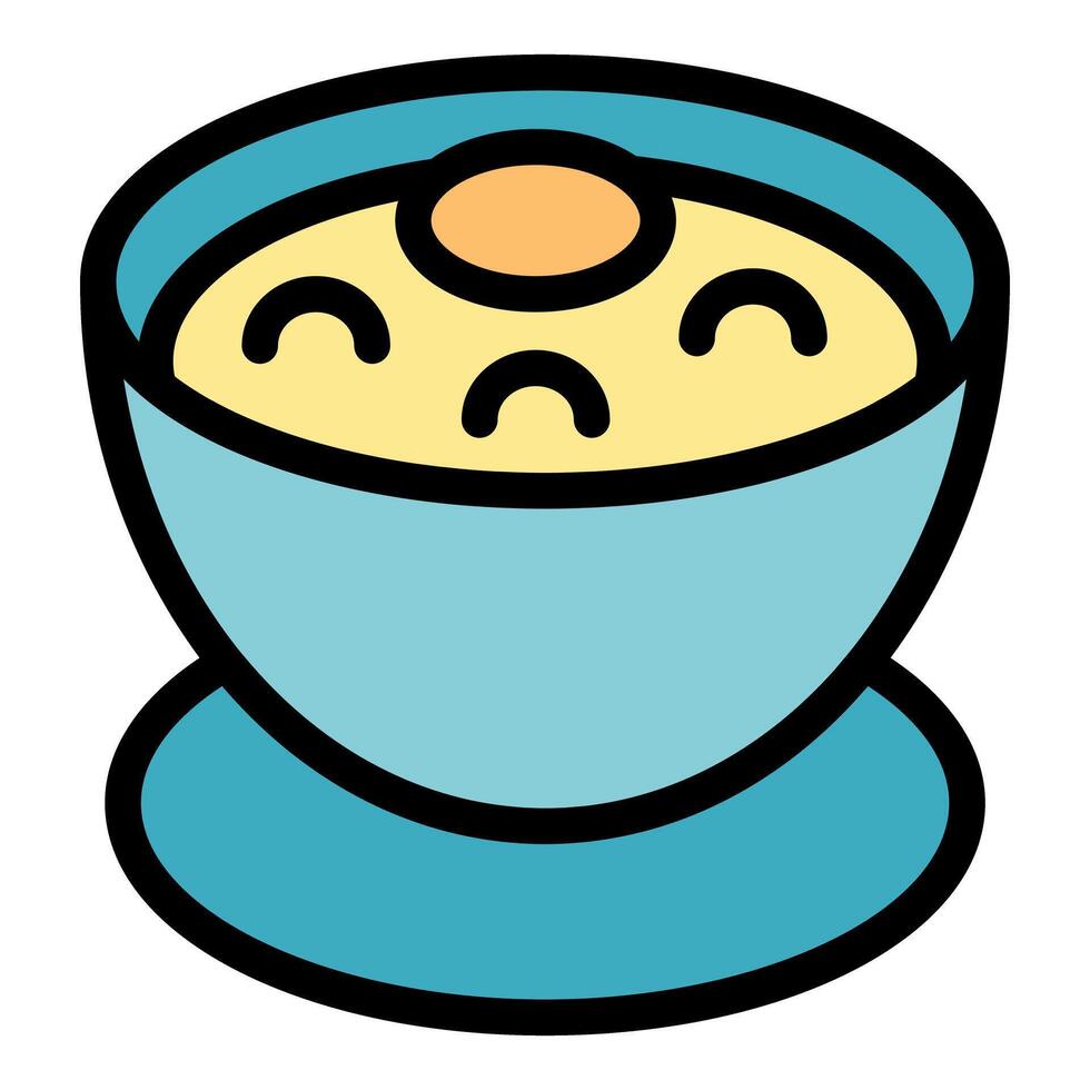 Baby food puree bowl with yolk presenting healthy eating habits icon vector