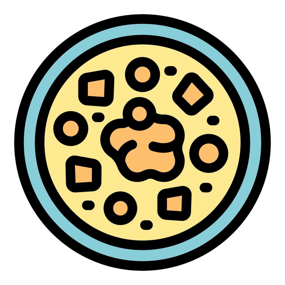 Bowl of chickpea soup with vegetables and spices icon vector