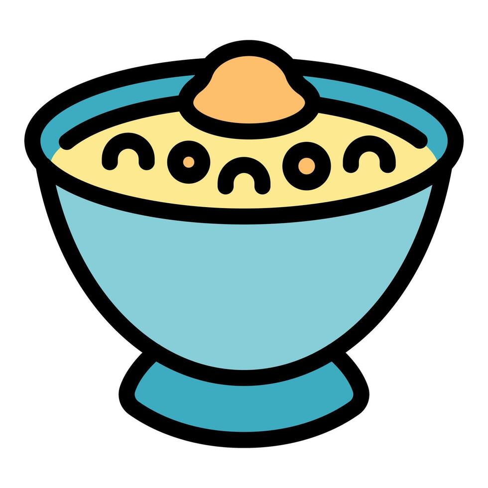Bowl of hummus with chickpeas and olive oil minimalist icon vector