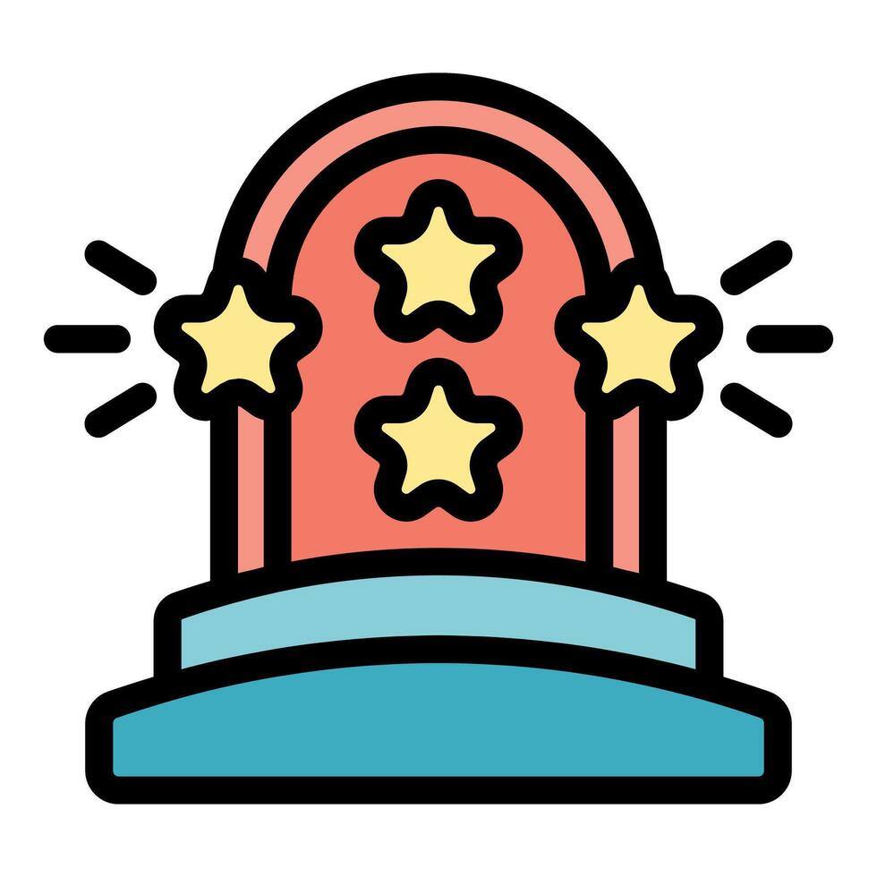 Red carpet leading to shining stars entrance with three stars above entrance vector