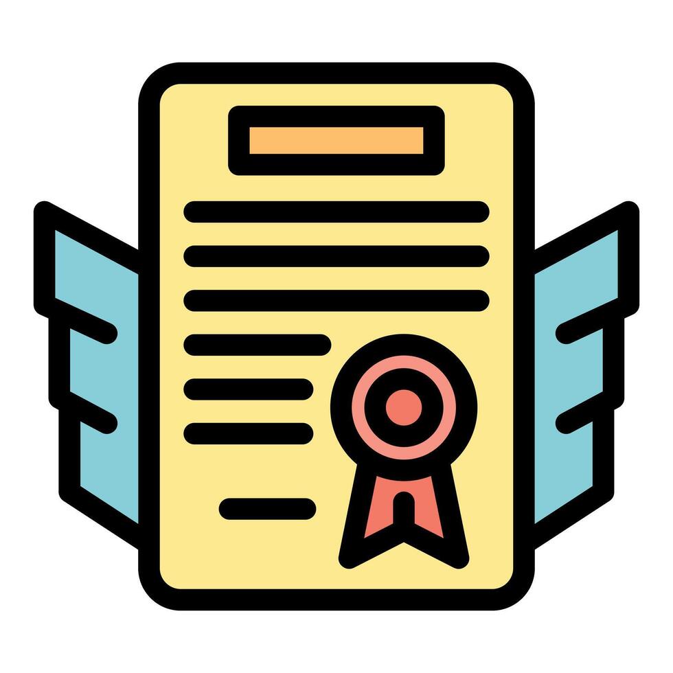 Official document with wings representing freedom and success vector