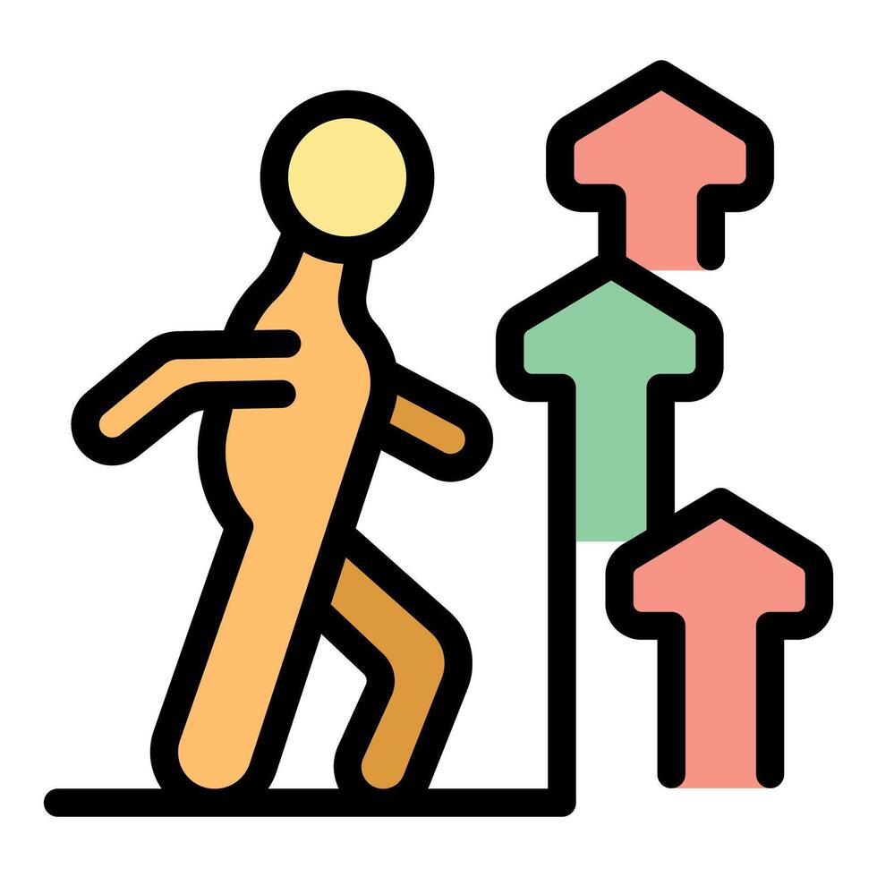 Businessman walking towards growth arrows chart icon vector