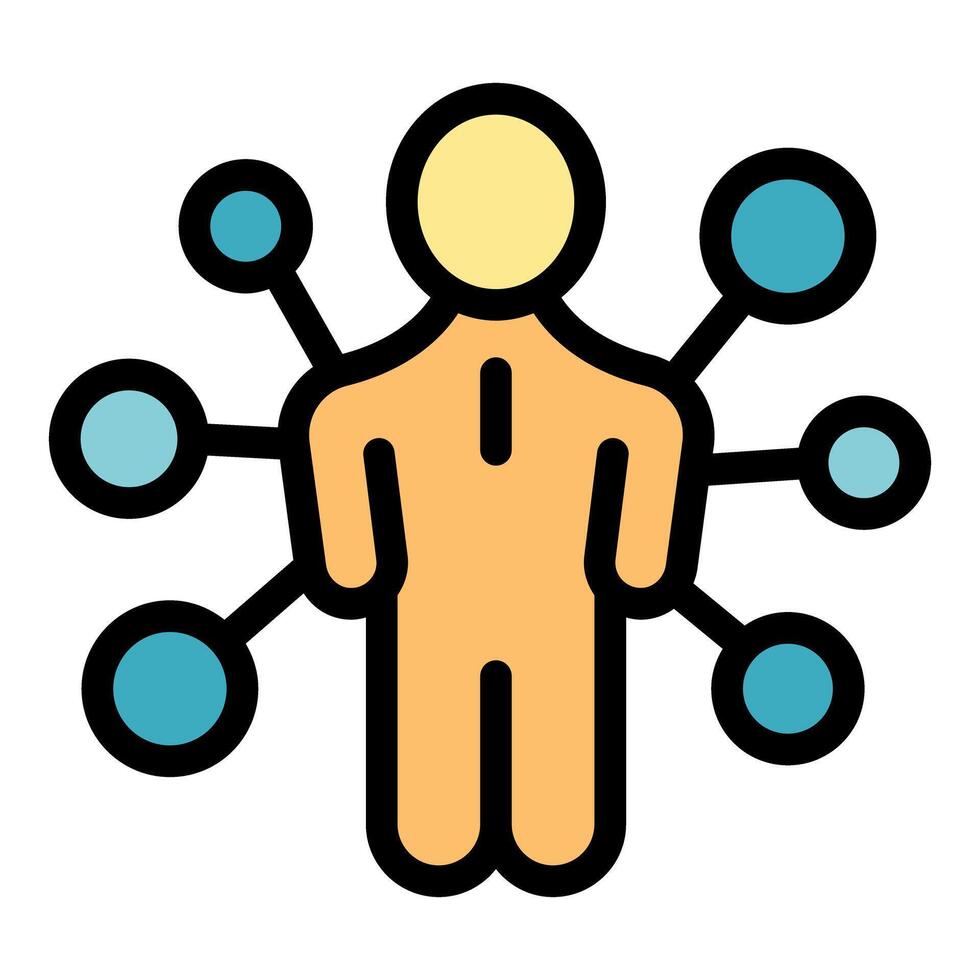 Businessman standing with connected circles representing global business network vector