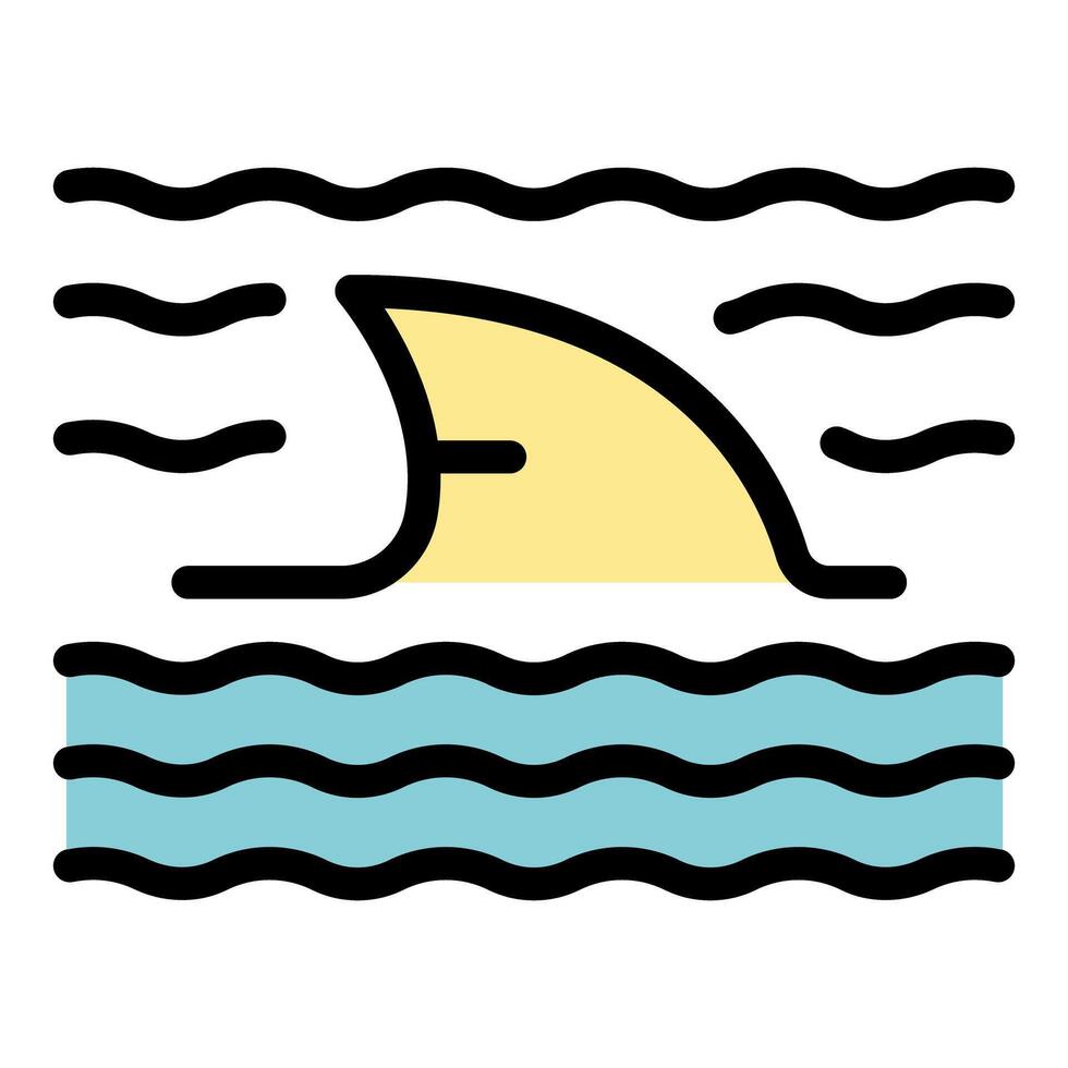 Shark fin swimming in blue ocean waves icon vector