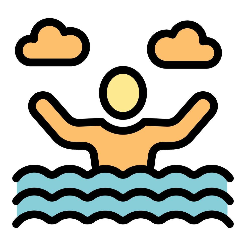 Man drowning and raising hands for help in water asking for rescue vector