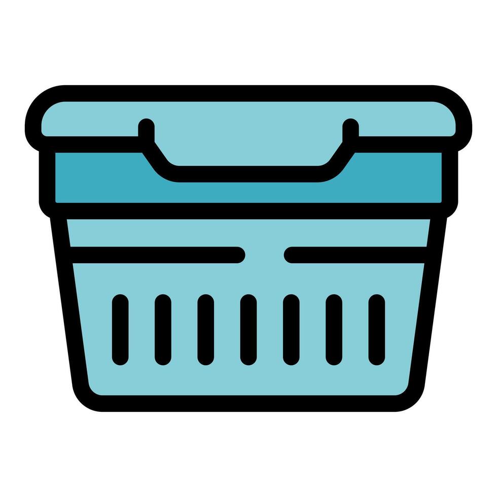 Empty laundry basket with handles for clothes washing vector