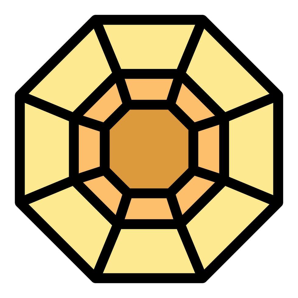 Yellow octagon cut diamond with facets shining brightly vector