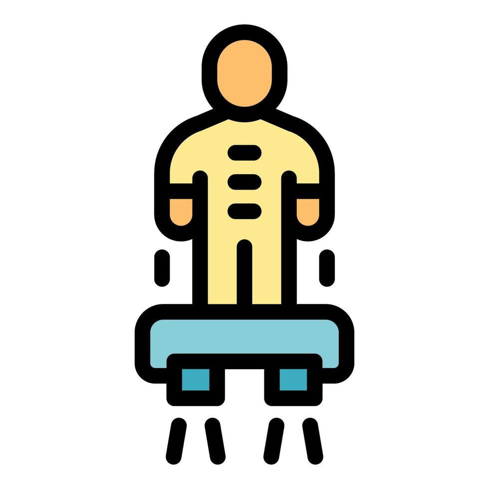 Man flying using modern personal transport platform icon vector