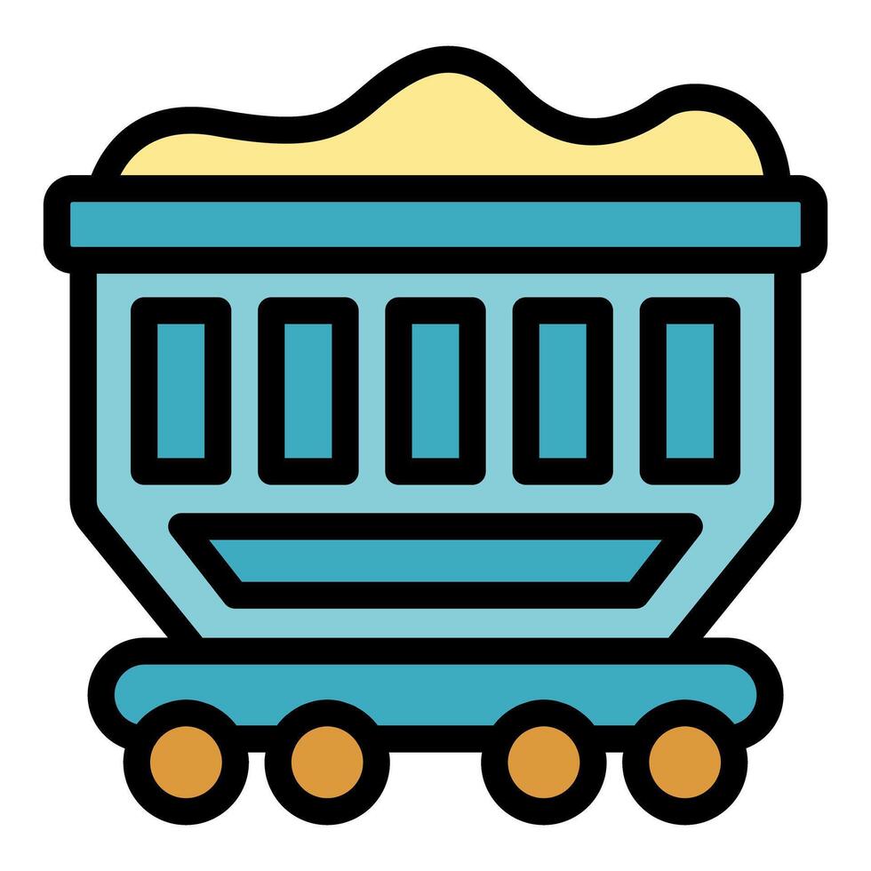 Mining cart carrying raw material on wheels vector