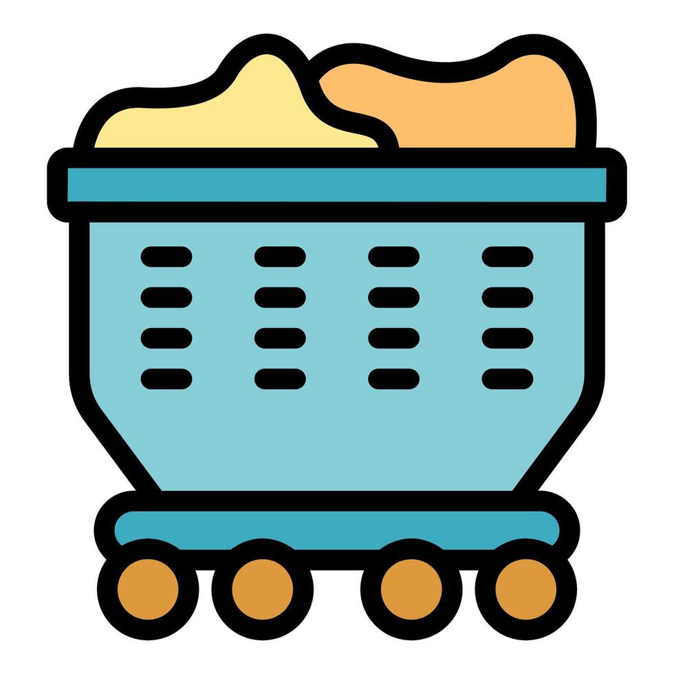 Full mining cart rolling on rails icon vector