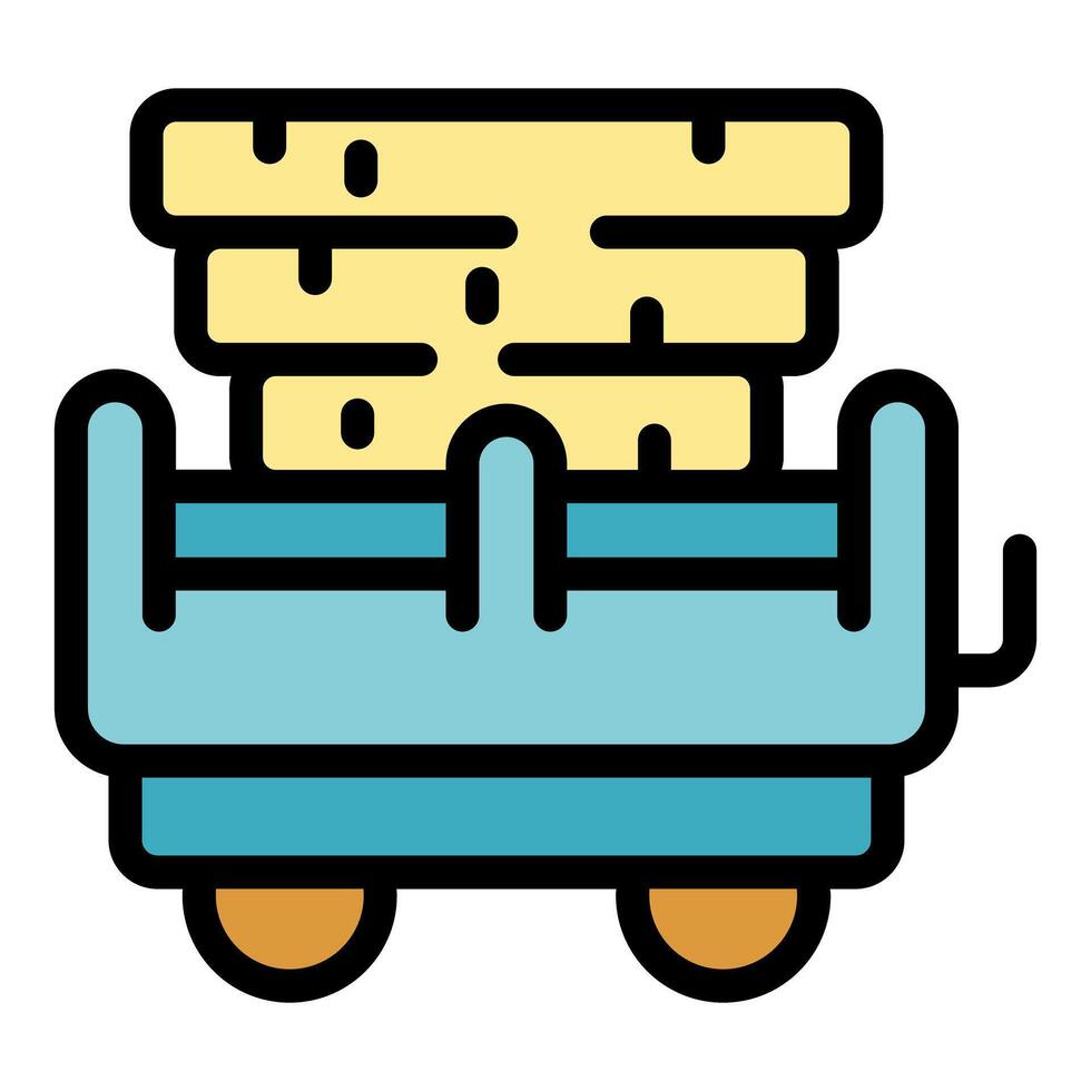 Mining trolley transporting gold bars icon vector