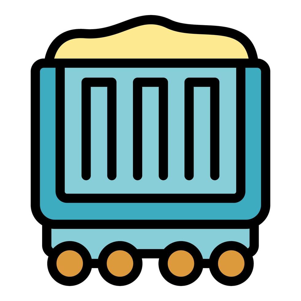 Mining cart full of gold carrying on rails vector