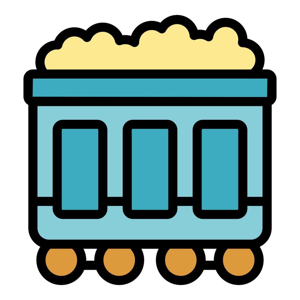 Full mining cart moving on rails icon vector