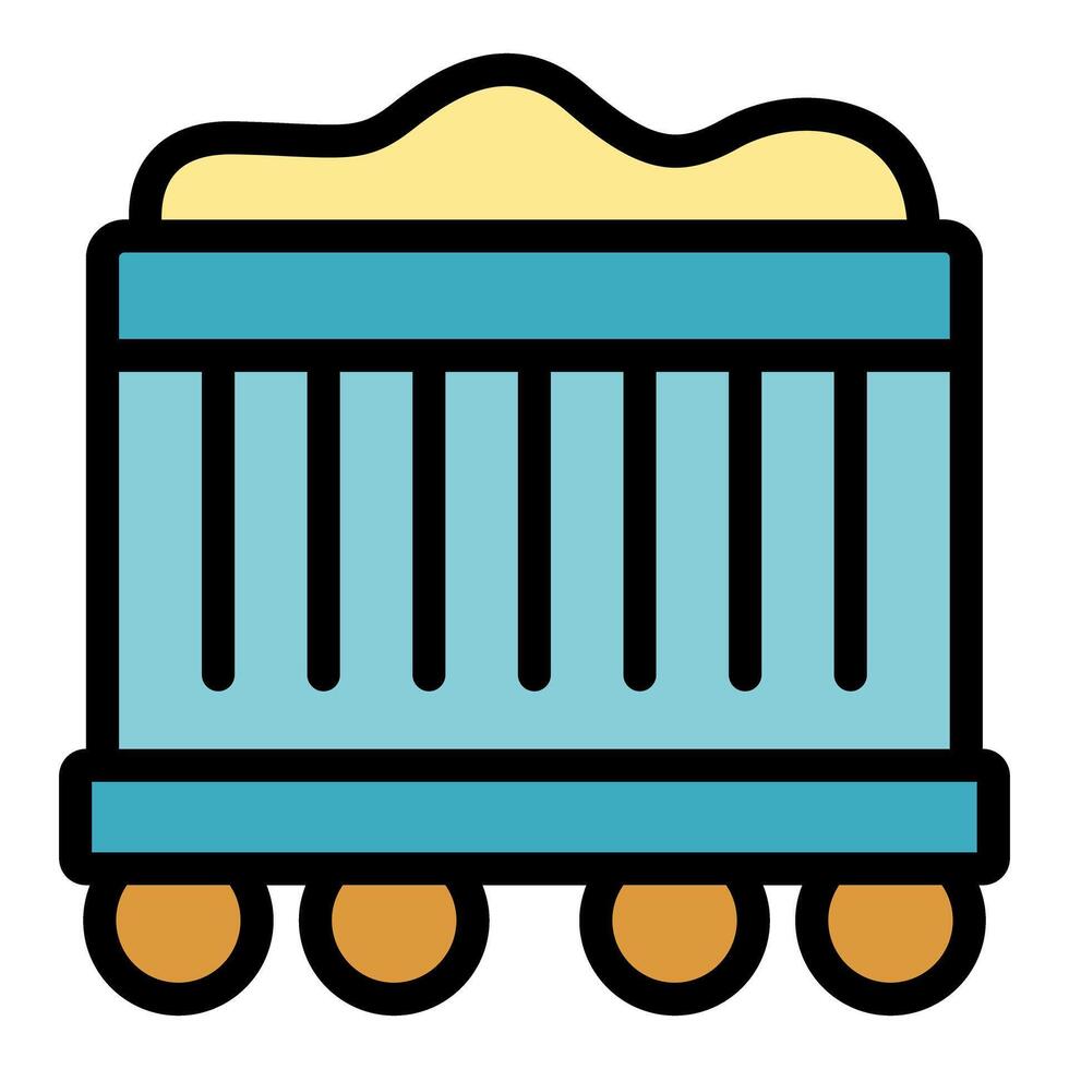 Mining cart carrying coal moving on rails icon vector