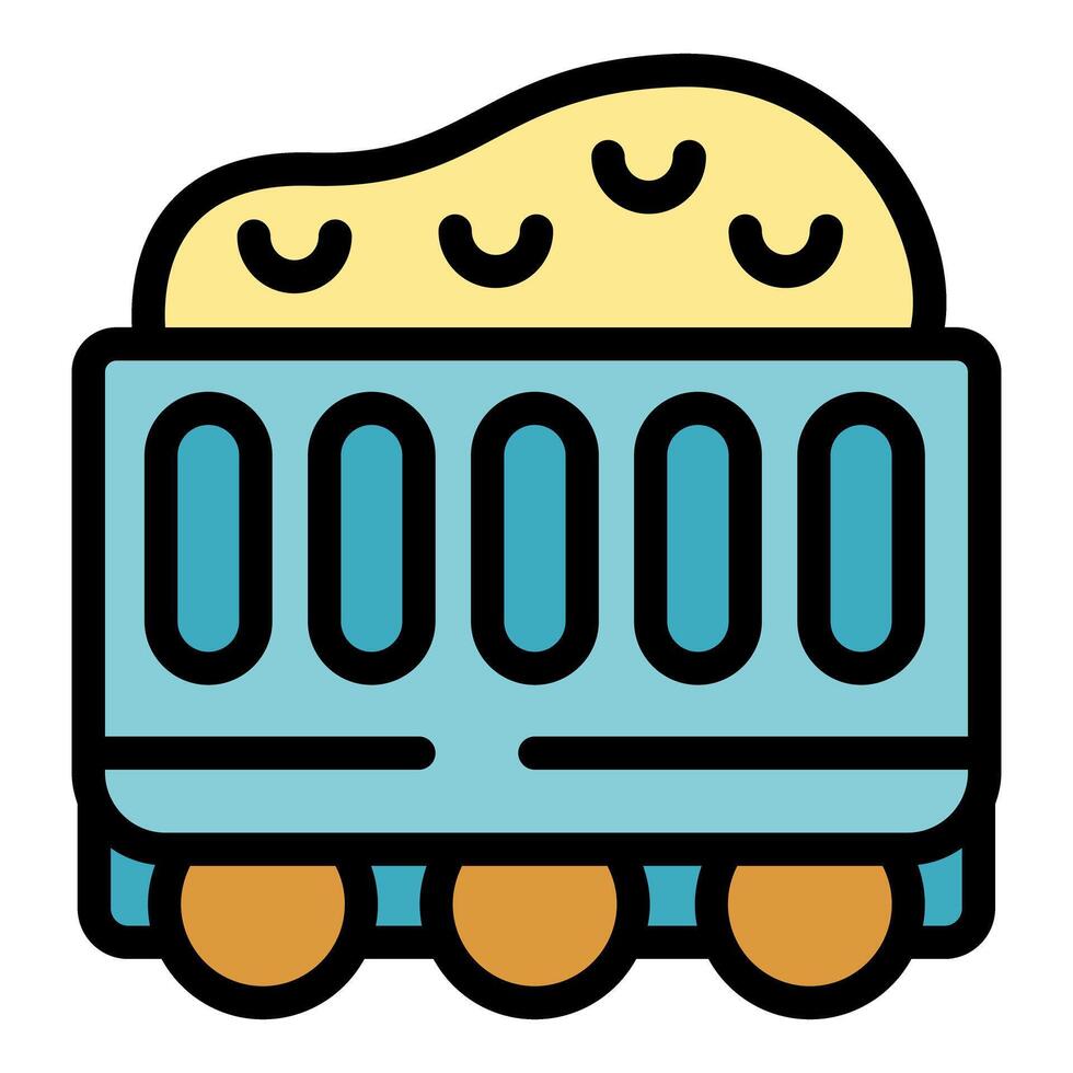 Full open mining wagon delivering coal from mine vector