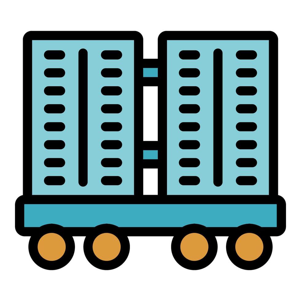 Server rack cart being moved for maintenance icon vector