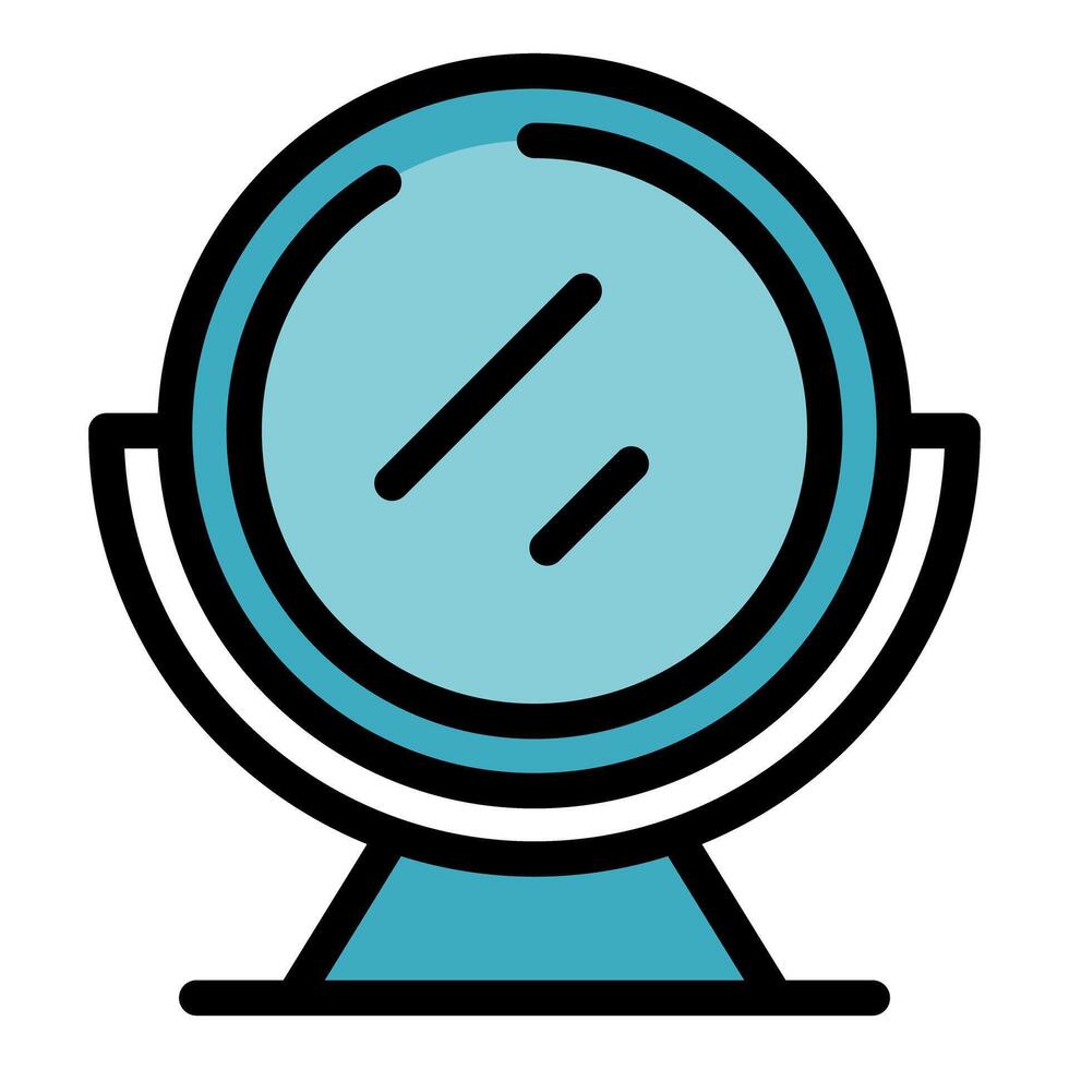 Round desktop mirror for applying makeup on vanity table vector