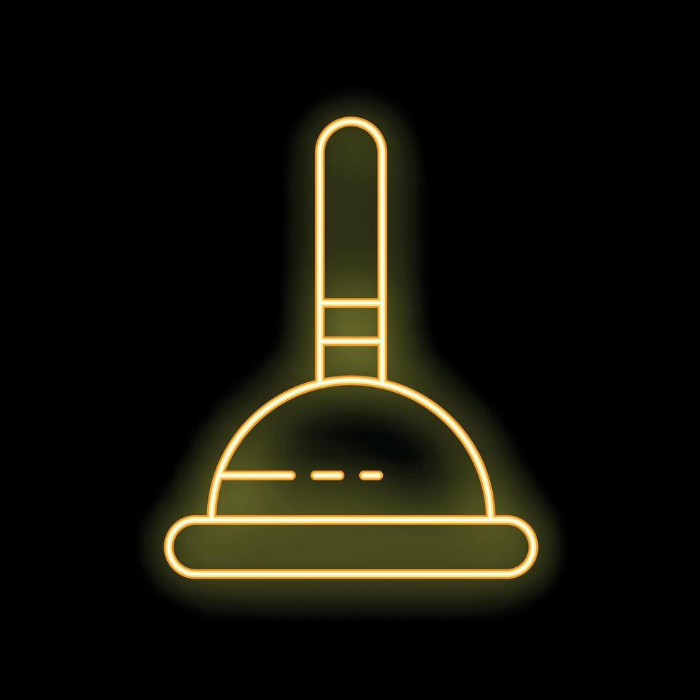 Glowing neon line rubber plunger icon isolated on black background vector illustration