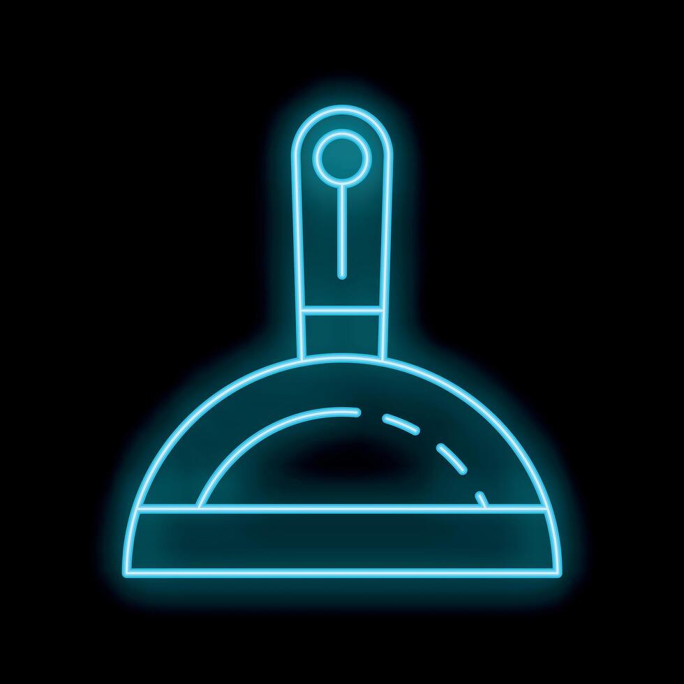 Blue glowing neon line dustpan icon isolated on black background vector