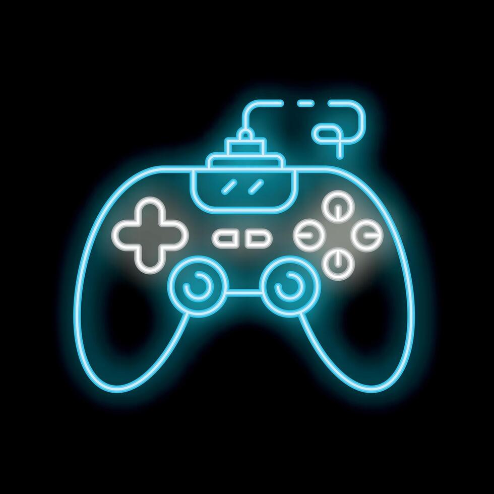 Neon gamepad glowing on black background vector