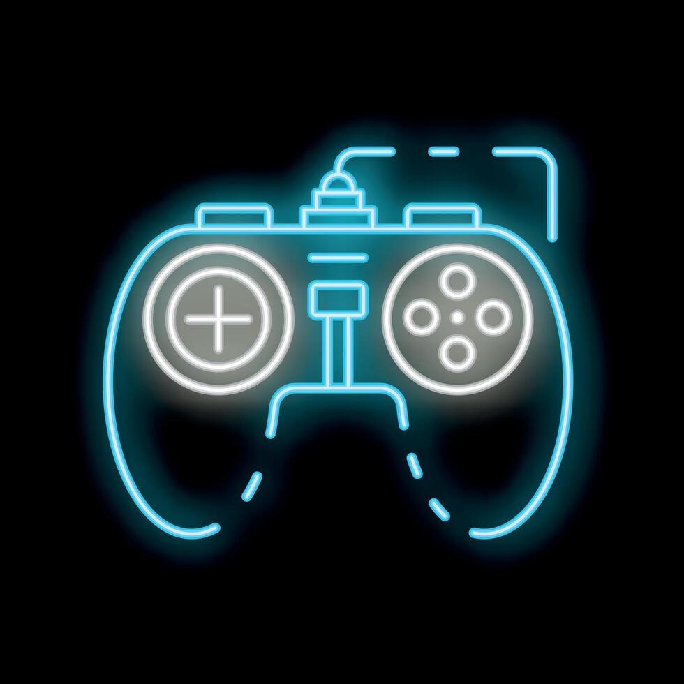 Neon gamepad glowing on black background vector