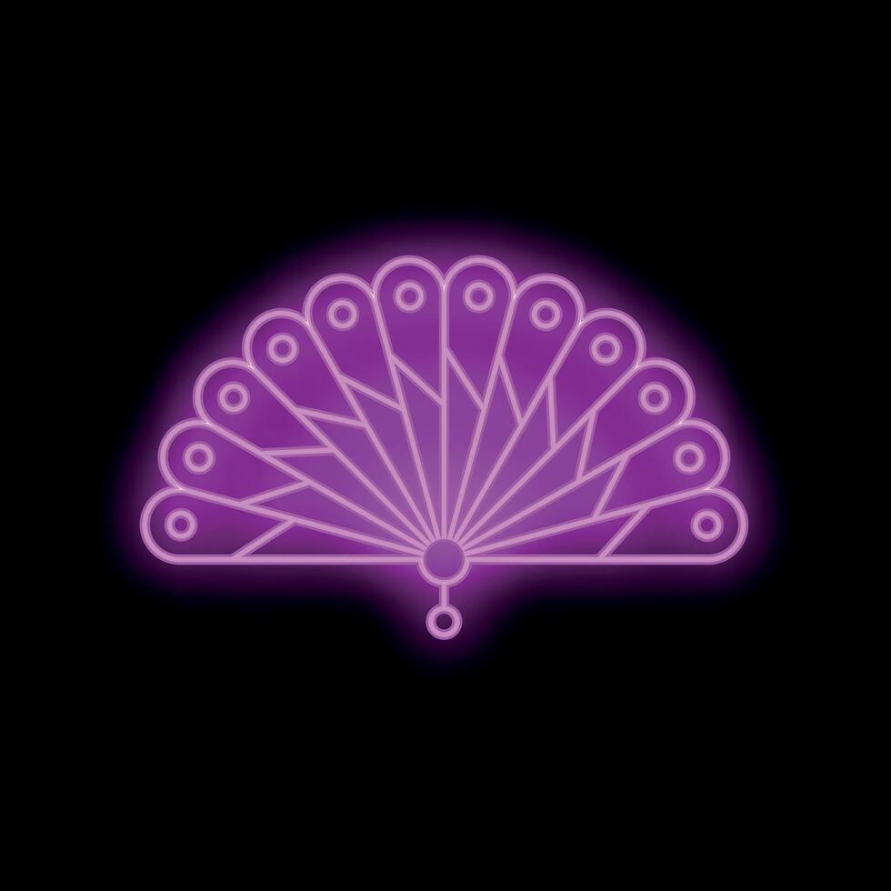 Neon purple fan glowing on black background vector