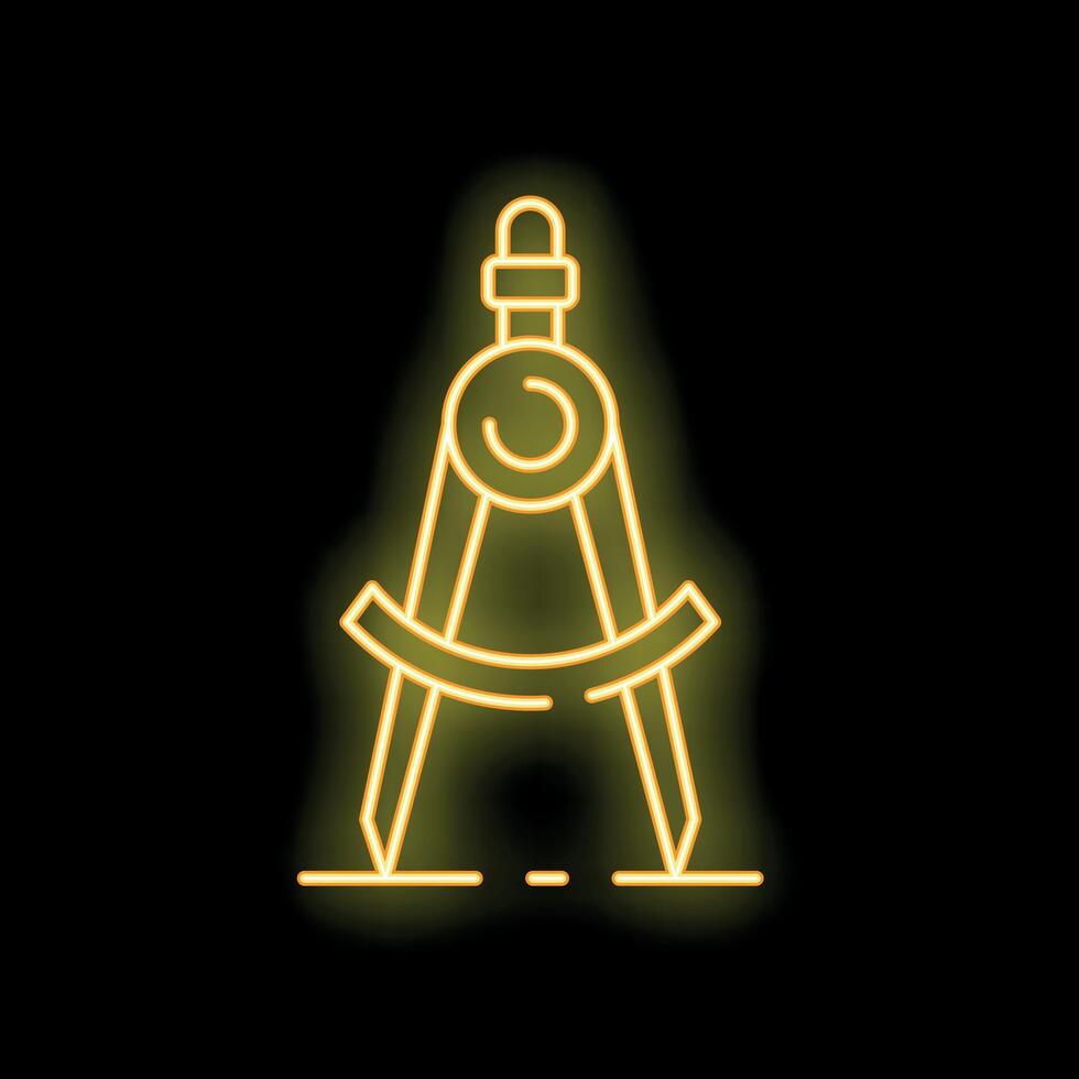 Neon yellow compass drawing perfect circles on black background vector
