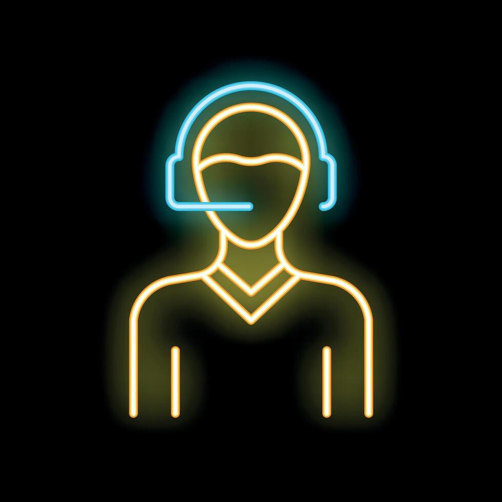 Neon icon of a customer service representative wearing a headset vector