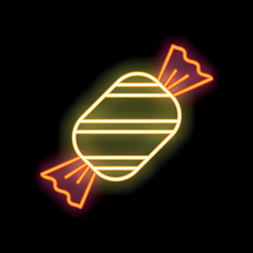 Neon icon of wrapped candy shining on dark background vector