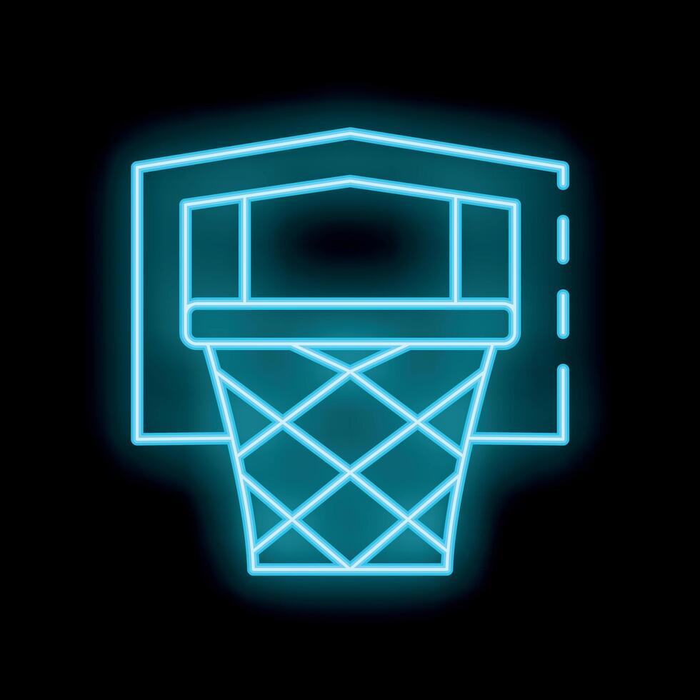 Neon basketball hoop glowing on black background vector