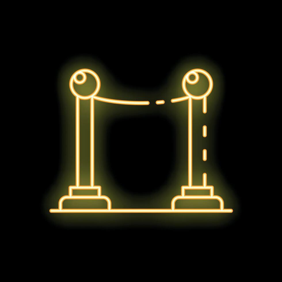 Yellow neon museum barrier rope dividing empty space vector