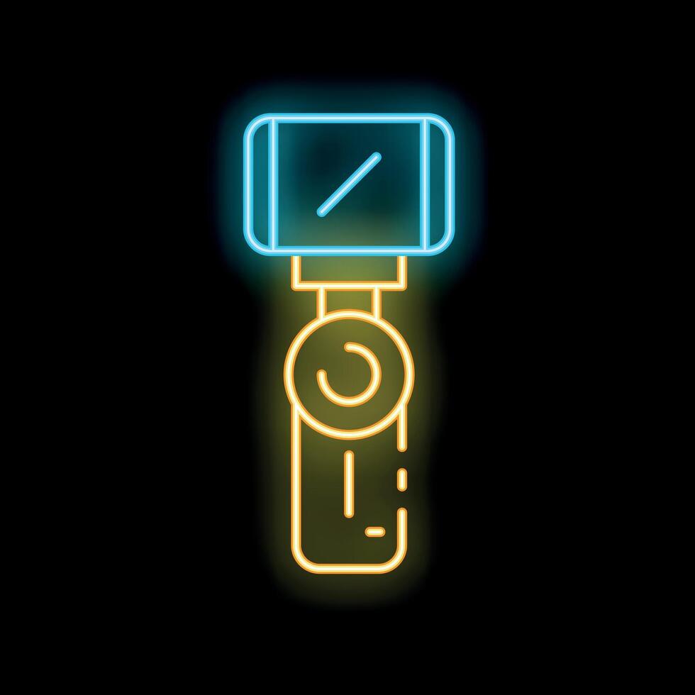 Neon sign of a gimbal smartphone stabilizer for video recording and content creation vector