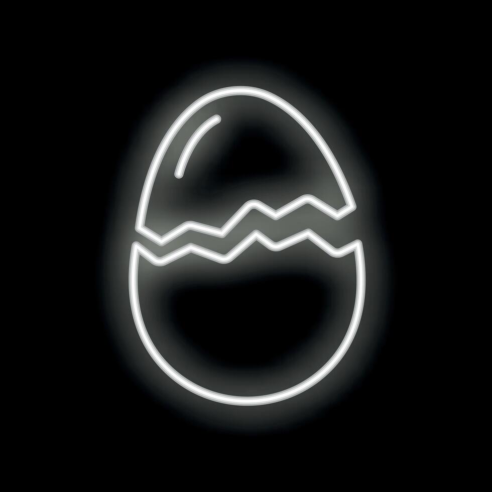 Neon sign of cracked egg hatching on black background vector