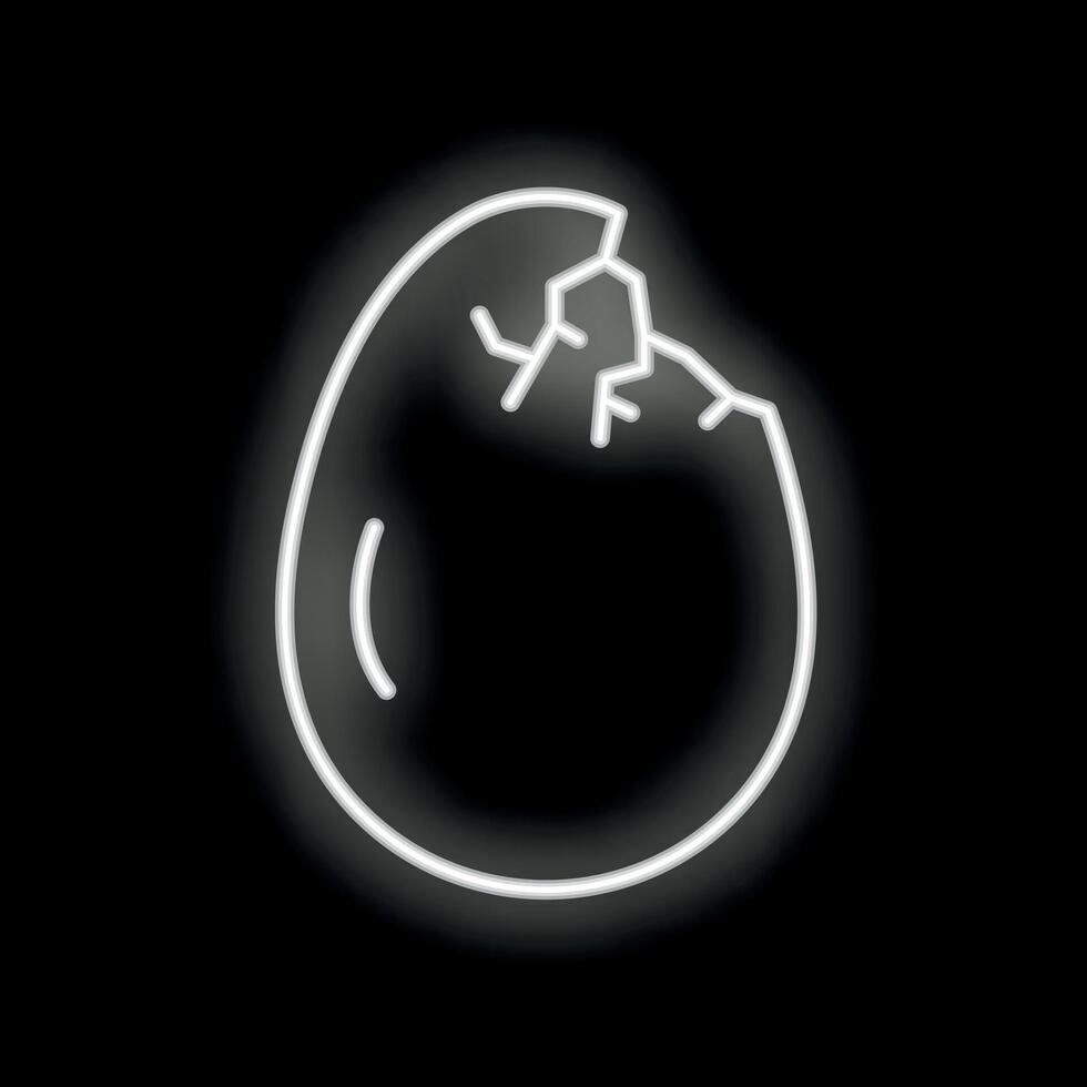 Neon sign showing a cracked egg on black background vector