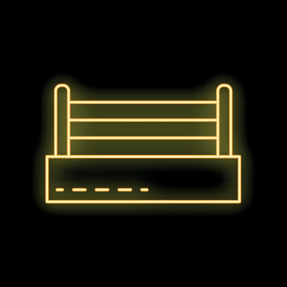 Neon yellow boxing ring glowing on black background vector