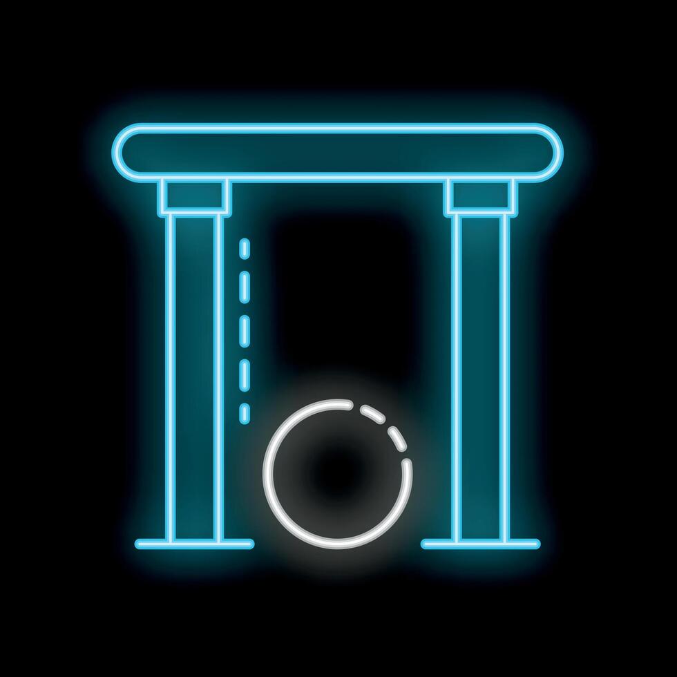 Glowing neon line punching bag icon isolated on black background. Boxing bag icon. Vector illustration