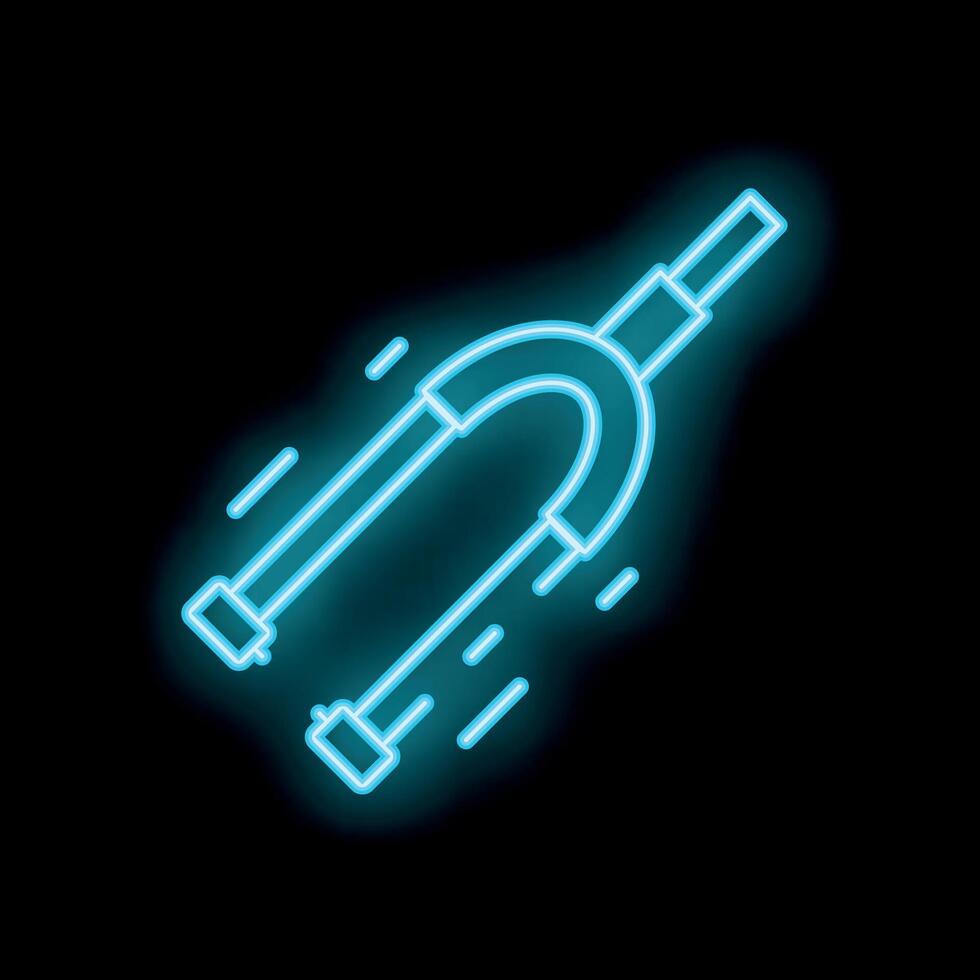 Neon bicycle fork glowing on black background vector