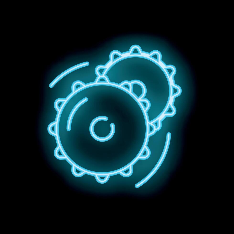 Neon gears turning in perpetual mechanical motion vector