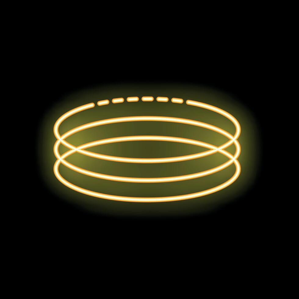 Glowing neon yellow concentric circles creating tunnel effect vector