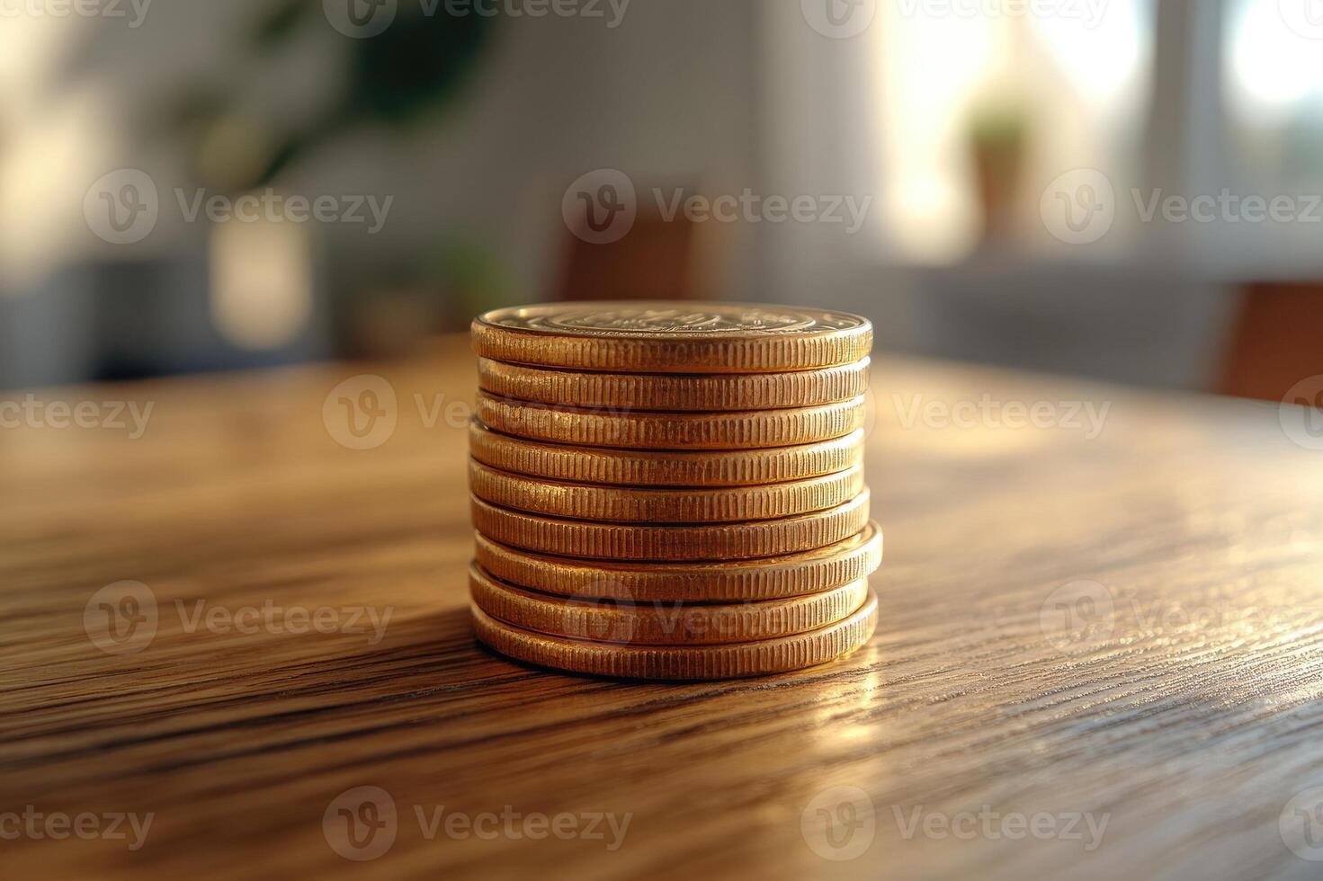 Stack of gold coins representing savings, investment, and financial growth photo