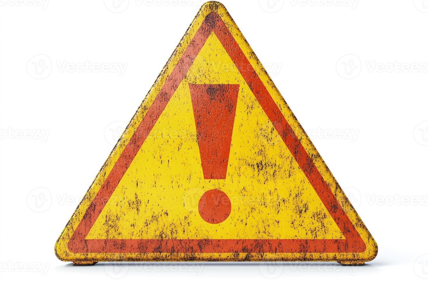 Grungy yellow and red warning sign showing danger photo