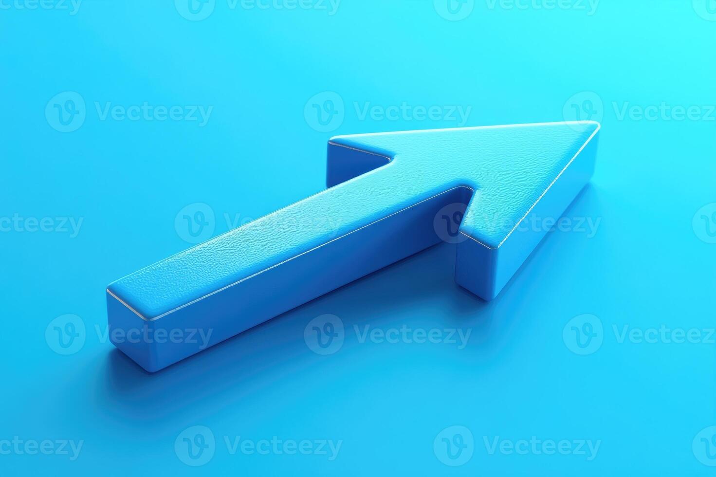 Blue arrow pointing up and right on blue background symbolizing growth photo