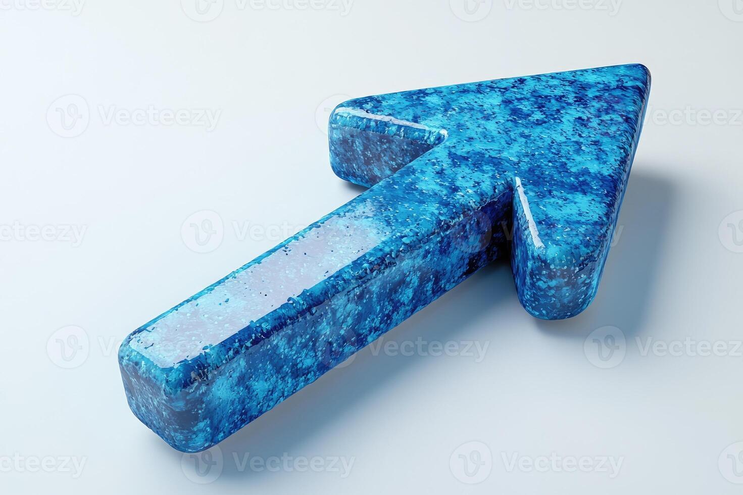 Blue arrow pointing up and right on blue background symbolizing growth photo